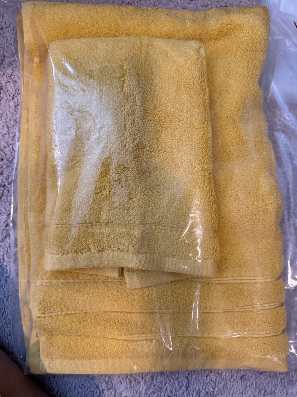 Bright Yellow Towel Set - Soft Cotton Bath Towels 13x13 and 20x30 each set